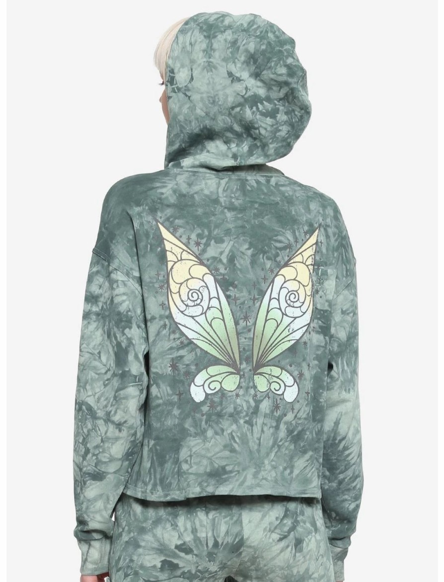 Hoodies And Sweatshirts * | Hunivers Her Universe Disney Tinker Bell Wings Tie-Dye Crop Hoodie