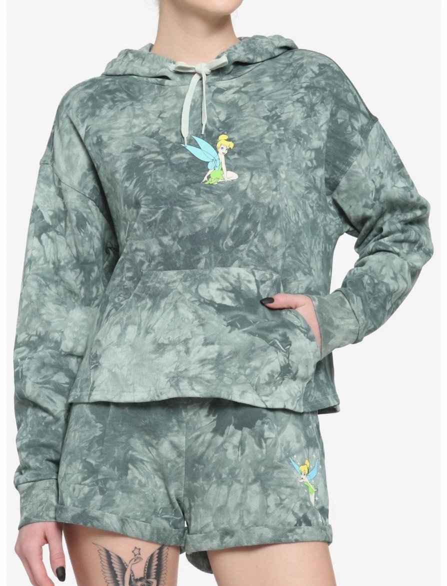 Hoodies And Sweatshirts * | Hunivers Her Universe Disney Tinker Bell Wings Tie-Dye Crop Hoodie