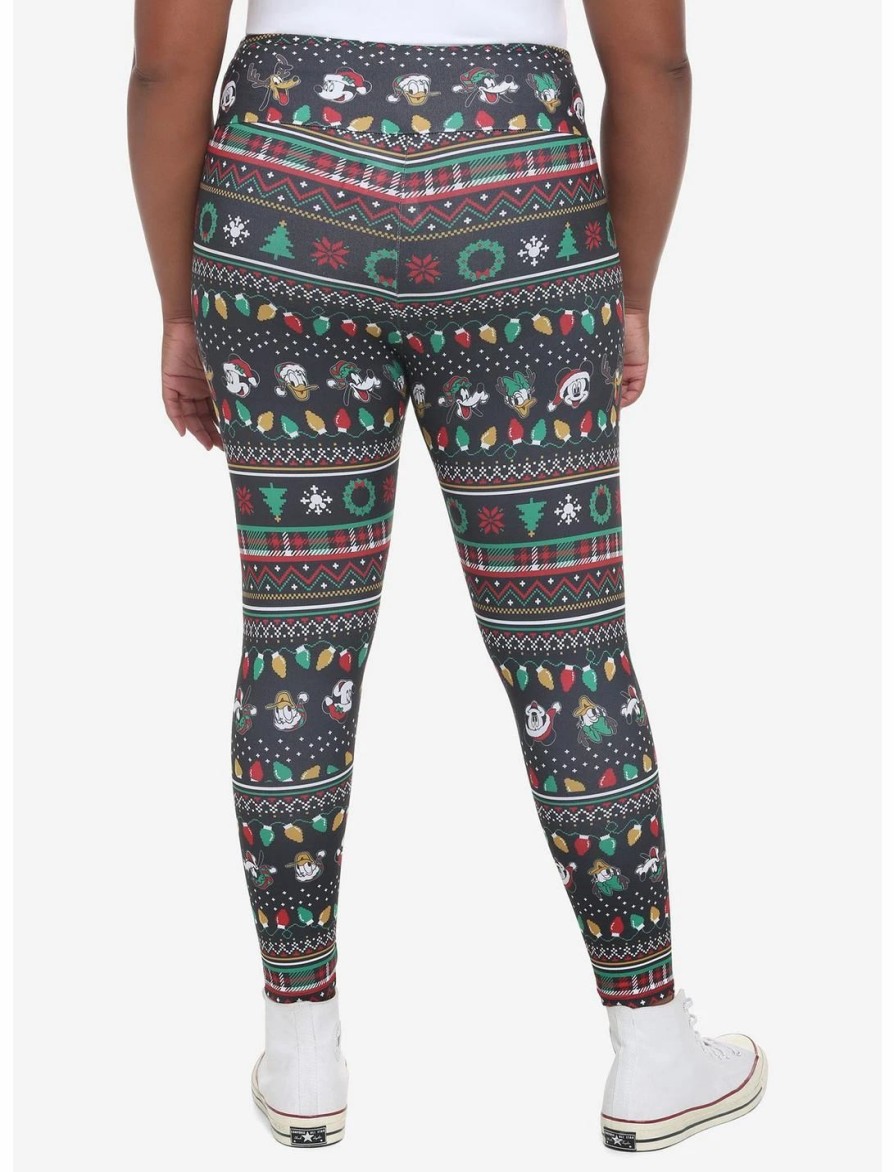 Bottoms * | Hunivers Her Universe Disney Holiday Mickey Mouse & Friends Fair Isle Leggings Plus Size