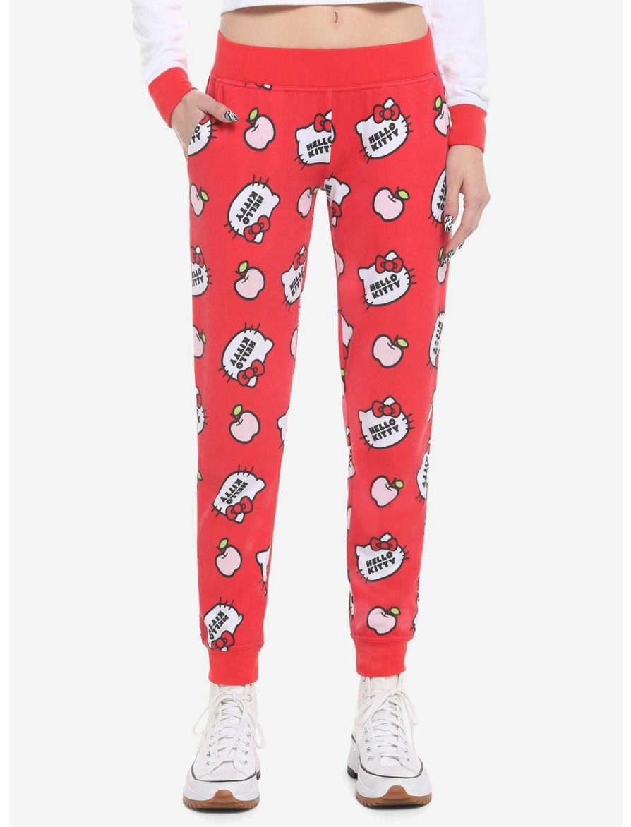 Bottoms * | Hunivers Hello Kitty Apple Jogger Pajama Pants