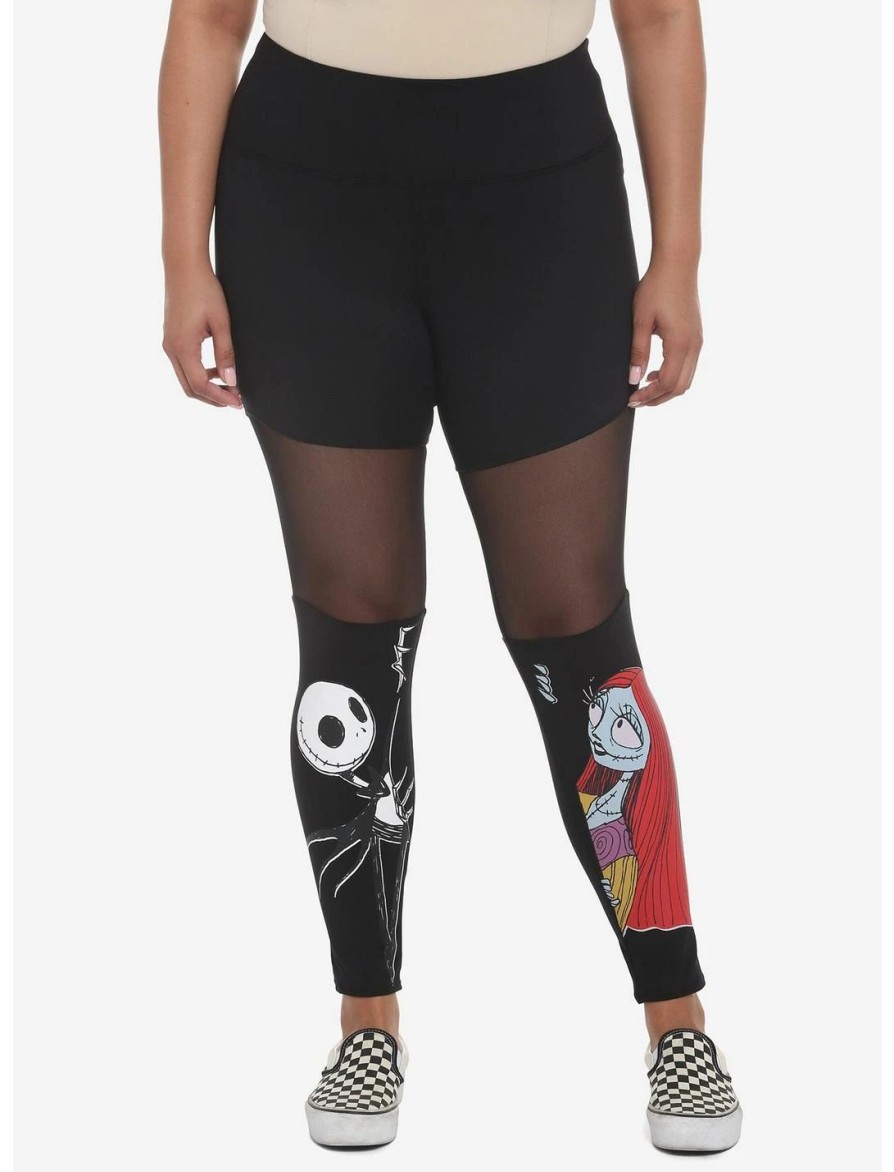 Bottoms * | Hunivers The Nightmare Before Christmas Jack & Sally Mesh Leggings Plus Size