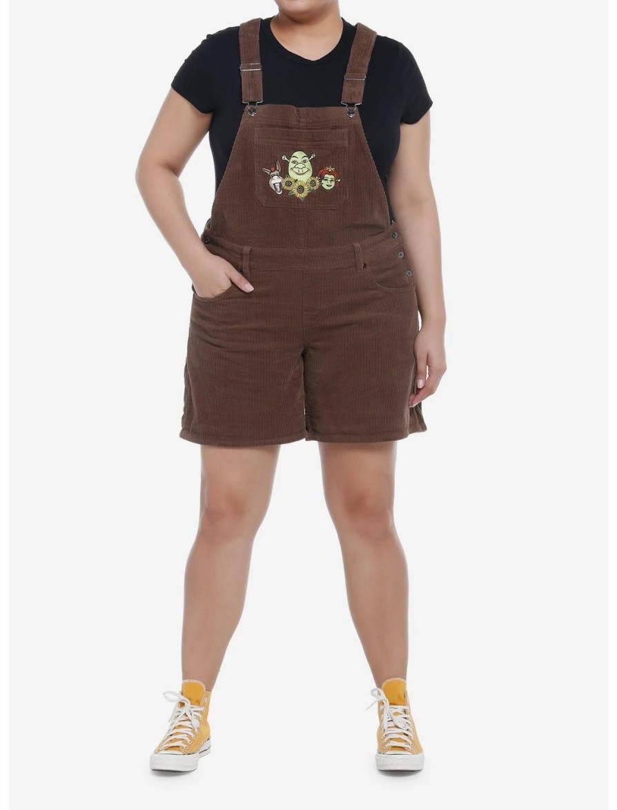 Bottoms * | Hunivers Shrek Embroidered Corduroy Shortalls Plus Size