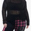 Sweaters And Cardigans * | Null Black Open Knit Crop Sweater Plus Size