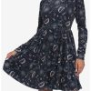 Dresses * | Hunivers Disney Hocus Pocus Symbols Collar Dress