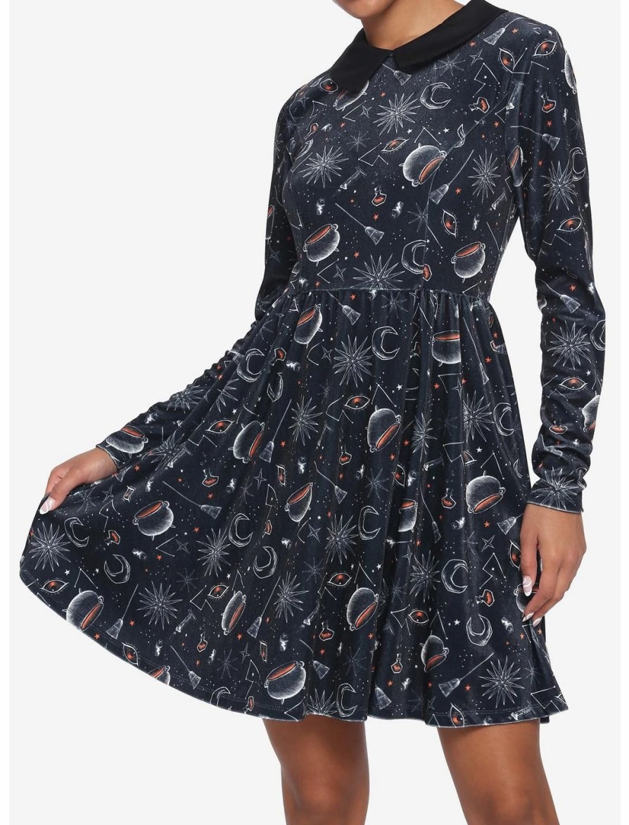 Dresses * | Hunivers Disney Hocus Pocus Symbols Collar Dress