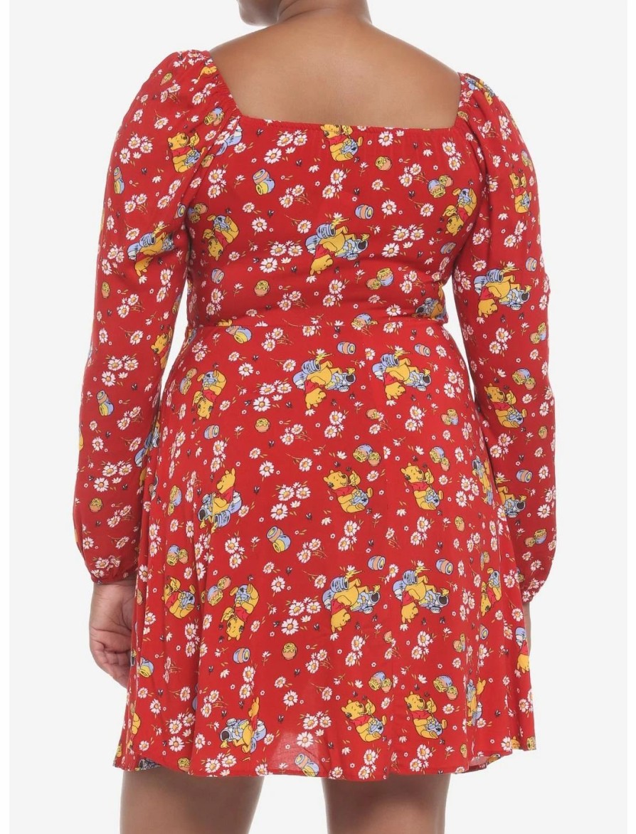 Dresses * | Hunivers Disney Winnie The Pooh Floral Long-Sleeve Dress Plus Size