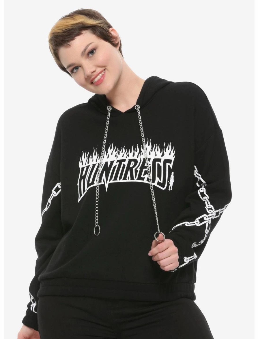 Hoodies And Sweatshirts * | Hunivers Her Universe Dc Comics Birds Of Prey Huntress Chain Semi-Crop Hoodie Plus Size