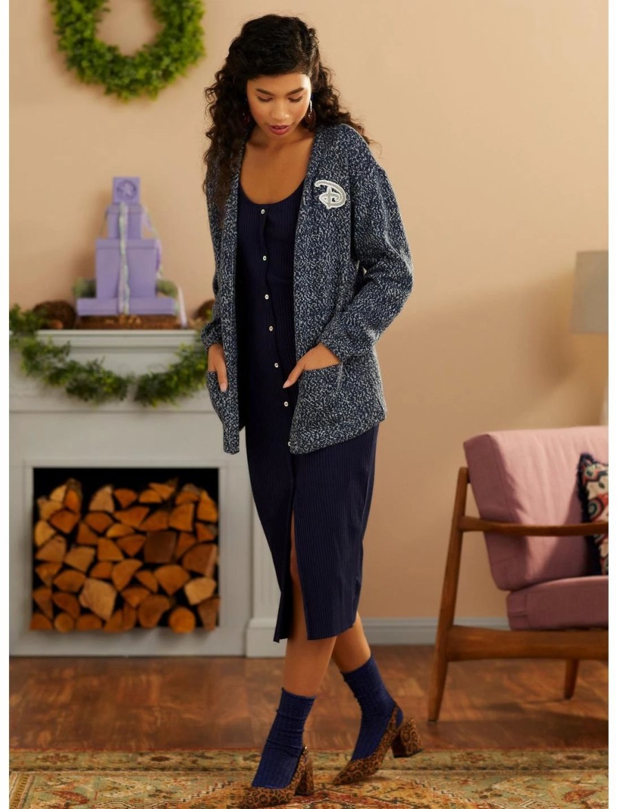 Sweaters And Cardigans * | Hunivers Her Universe Disney Logo Marled Open Cardigan Her Universe Exclusive