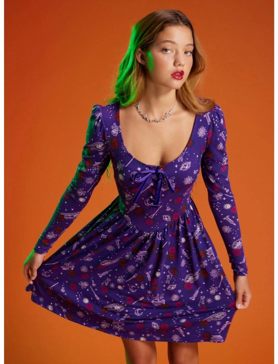 Dresses * | Hunivers Her Universe Disney Hocus Pocus Icons Lace-Up Dress