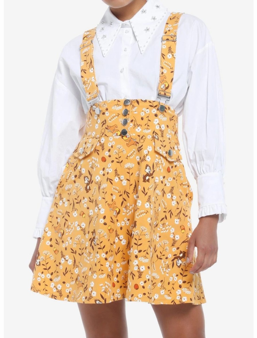 Bottoms * | Hunivers Disney Chip 'N' Dale Fall Floral Suspender Skirt