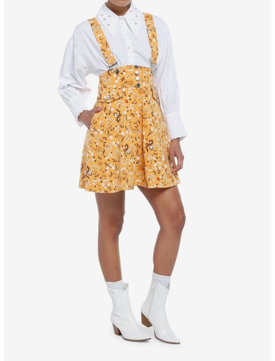 Bottoms * | Hunivers Disney Chip 'N' Dale Fall Floral Suspender Skirt