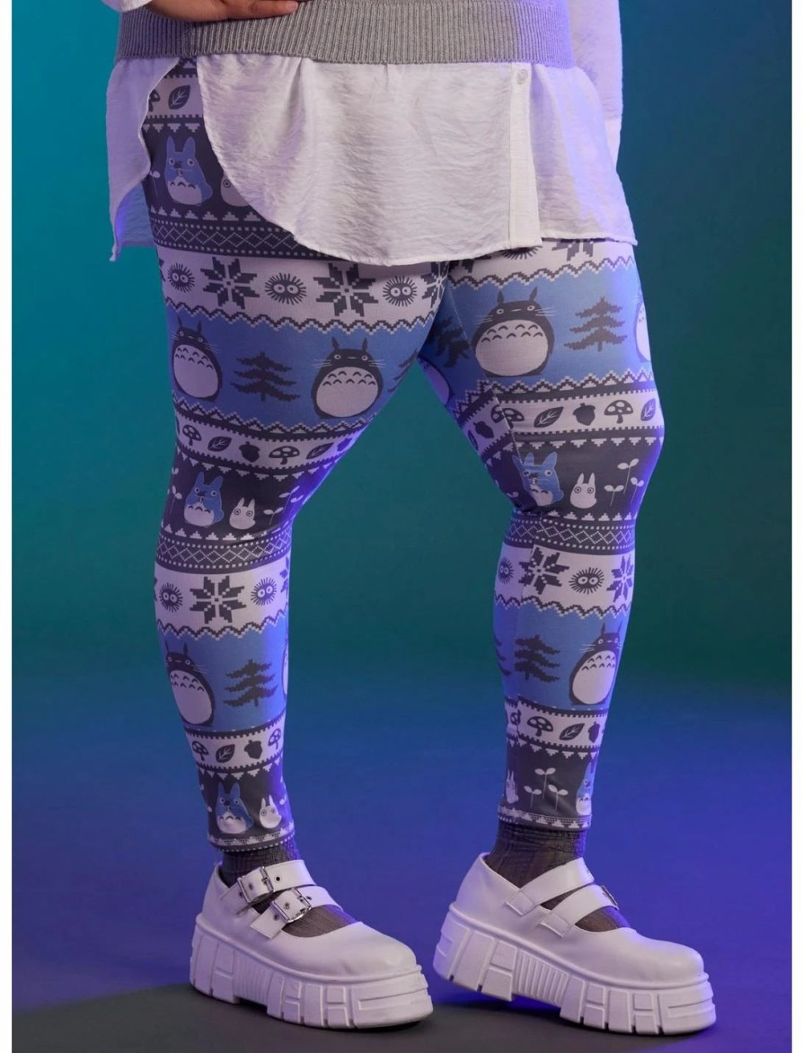 Bottoms * | Hunivers Her Universe Studio Ghibli My Neighbor Totoro Holiday Fair Isle Leggings Plus Size