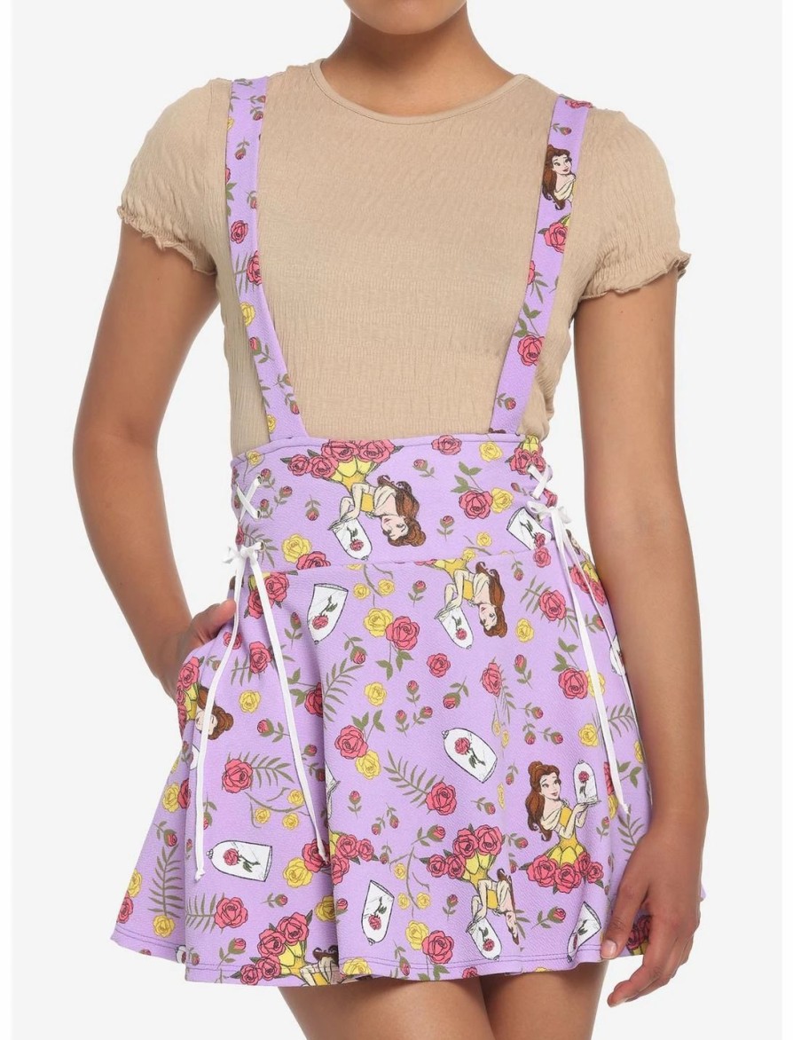 Bottoms * | Hunivers Disney Beauty And The Beast Roses Suspender Skirt