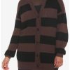 Sweaters And Cardigans * | Hunivers Black & Brown Stripe Oversize Cardigan