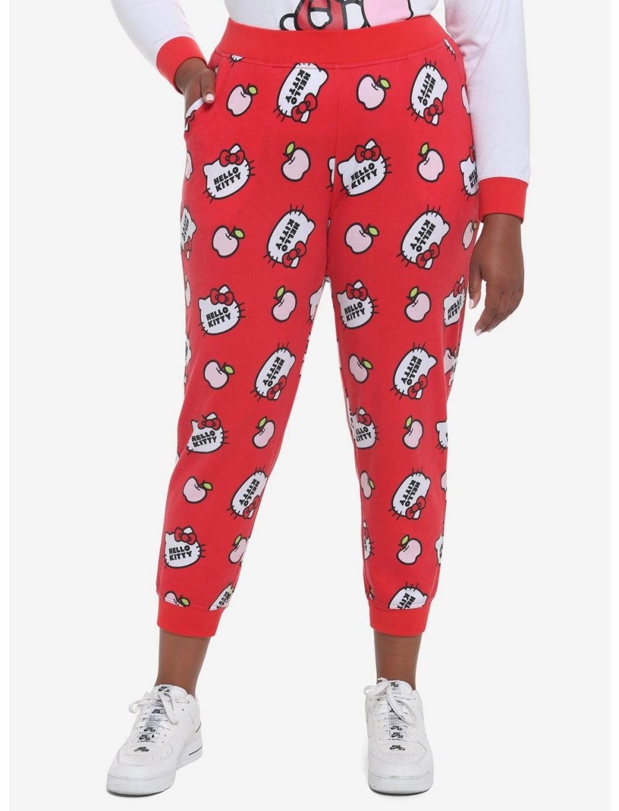 Bottoms * | Hunivers Hello Kitty Apple Jogger Pajama Pants Plus Size