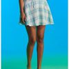 Bottoms * | Hunivers Blue & White Plaid Double Lace-Up Skirt