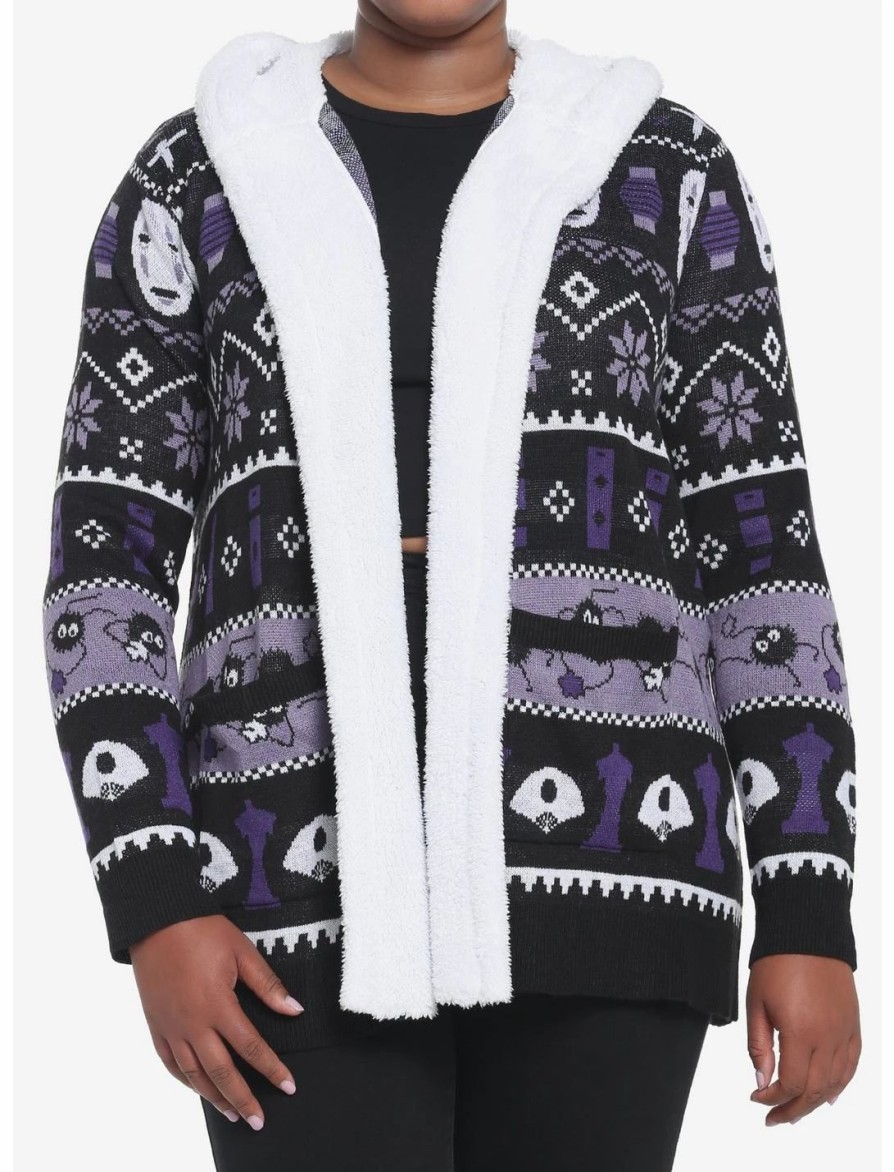 Sweaters And Cardigans * | Hunivers Her Universe Studio Ghibli Spirited Away Fair Isle Sherpa Open Cardigan Plus Size