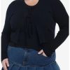 Sweaters And Cardigans * | Null Black Double Tie-Front Girls Crop Cardigan Plus Size