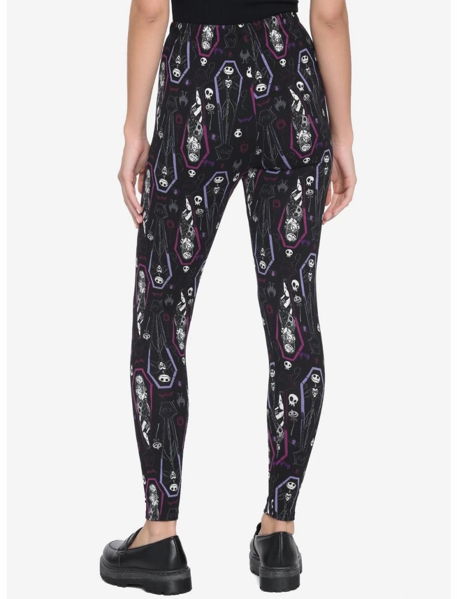 Bottoms * | Hunivers The Nightmare Before Christmas Jack & Sally Coffin Leggings