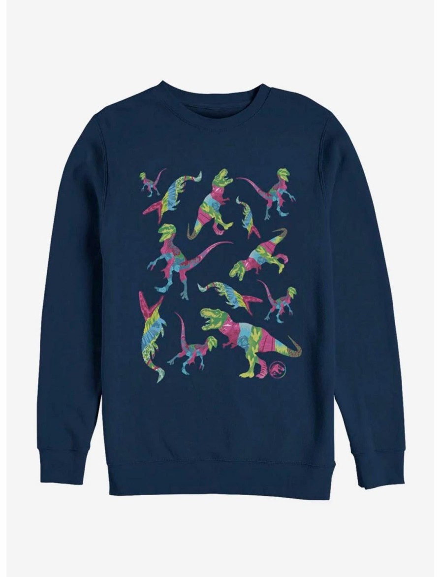 Sweaters And Cardigans * | Null Jurassic World Colorful Dino Toss Sweatshirt