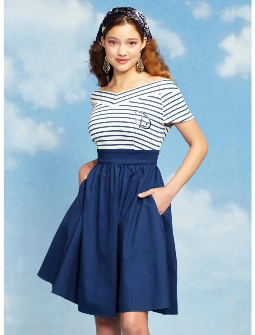 Dresses * | Hunivers Her Universe Disney Logo Retro Cap Sleeve Dress