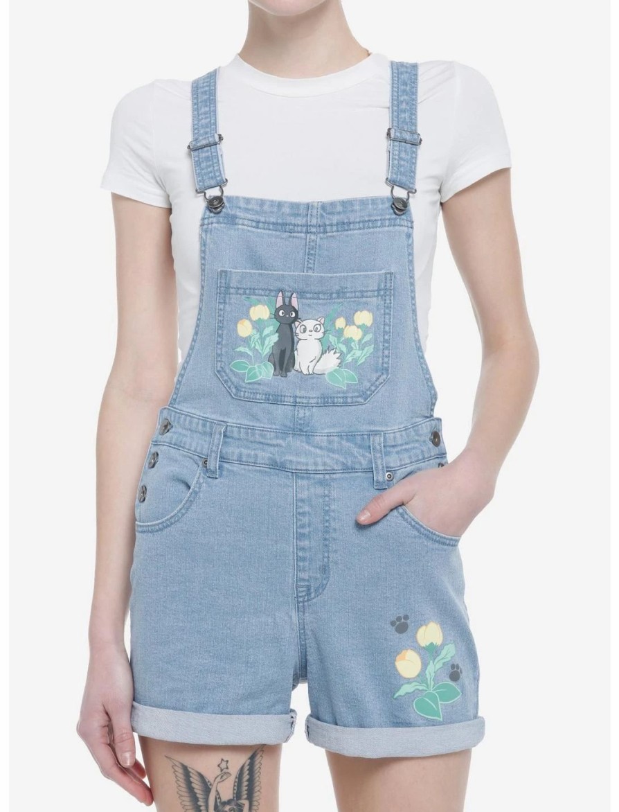 Bottoms * | Hunivers Her Universe Studio Ghibli Kiki'S Delivery Service Jiji & Lily Flower Shortalls