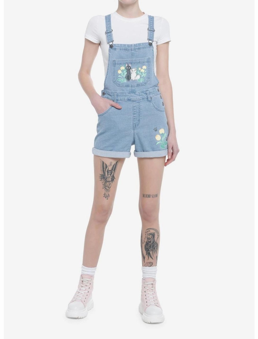 Bottoms * | Hunivers Her Universe Studio Ghibli Kiki'S Delivery Service Jiji & Lily Flower Shortalls