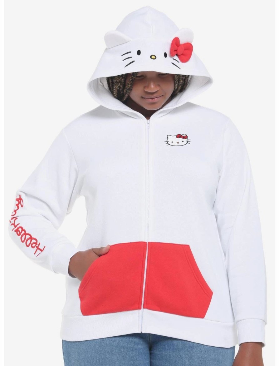 Hoodies And Sweatshirts * | Hunivers Hello Kitty 3D Ears Hoodie Plus Size