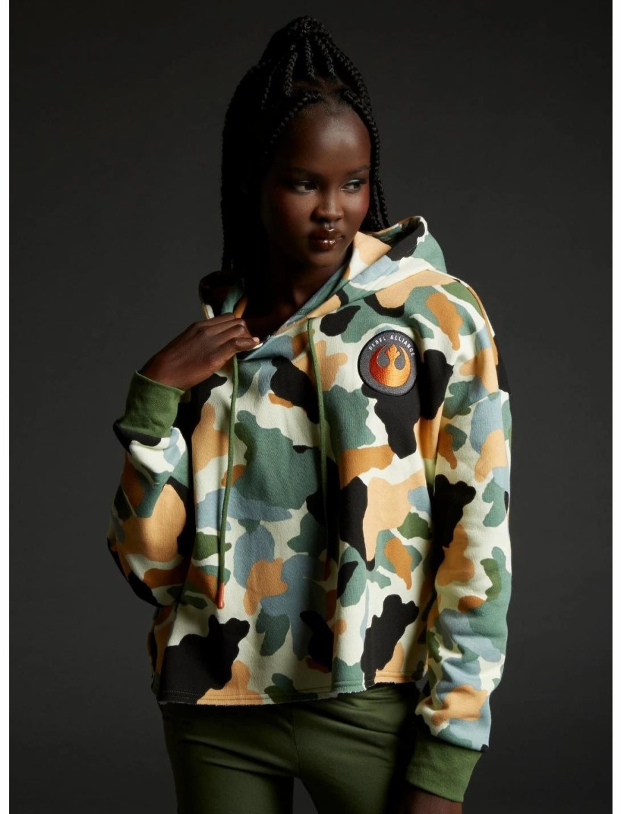 Hoodies And Sweatshirts * | Hunivers Her Universe Star Wars Camo Semi-Crop Hoodie Her Universe Exclusive