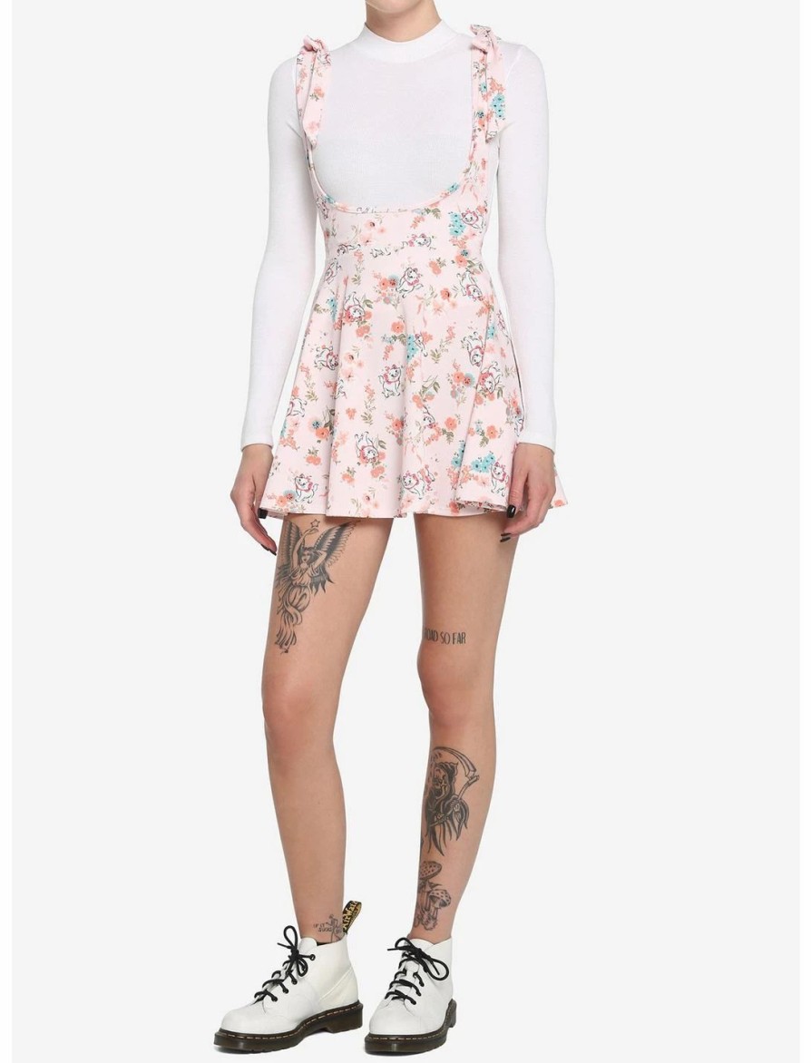 Bottoms * | Hunivers Disney The Aristocats Marie Floral Suspender Skirt