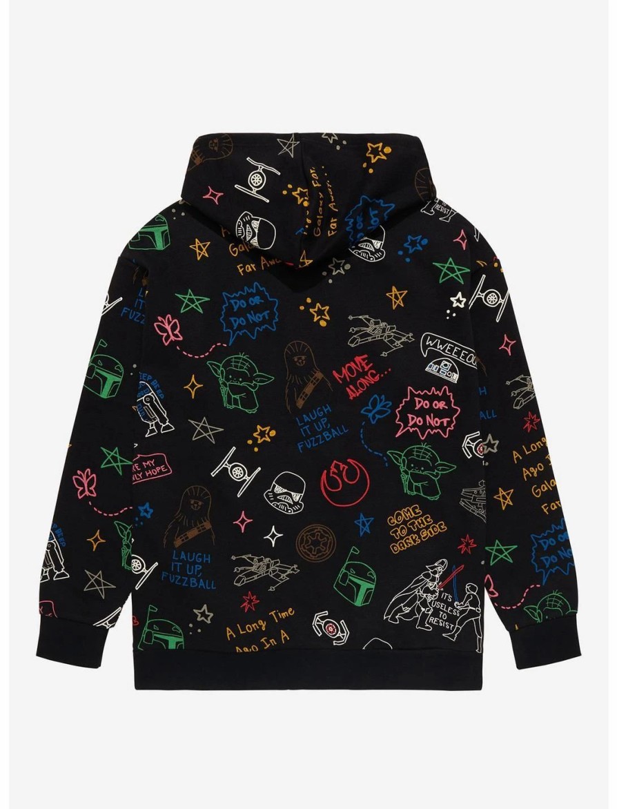 Sweaters And Cardigans * | Ourunvrs Star Wars Doodle Icons Allover Print Hoodie