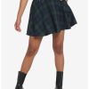 Bottoms * | Hunivers Green & Blue Plaid Skirt With Grommet Belt