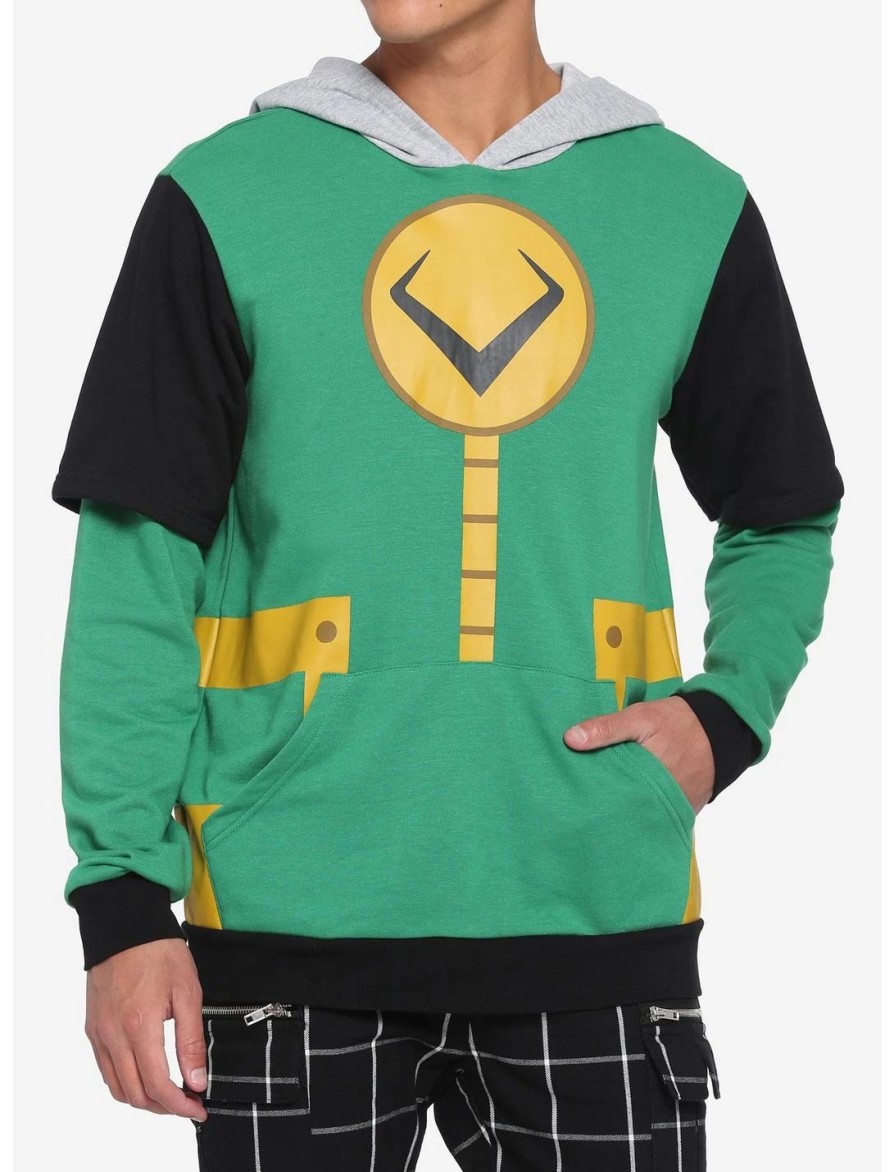 Sweaters And Cardigans * | Ourunvrs Our Universe Marvel Loki Double Sleeve Hoodie