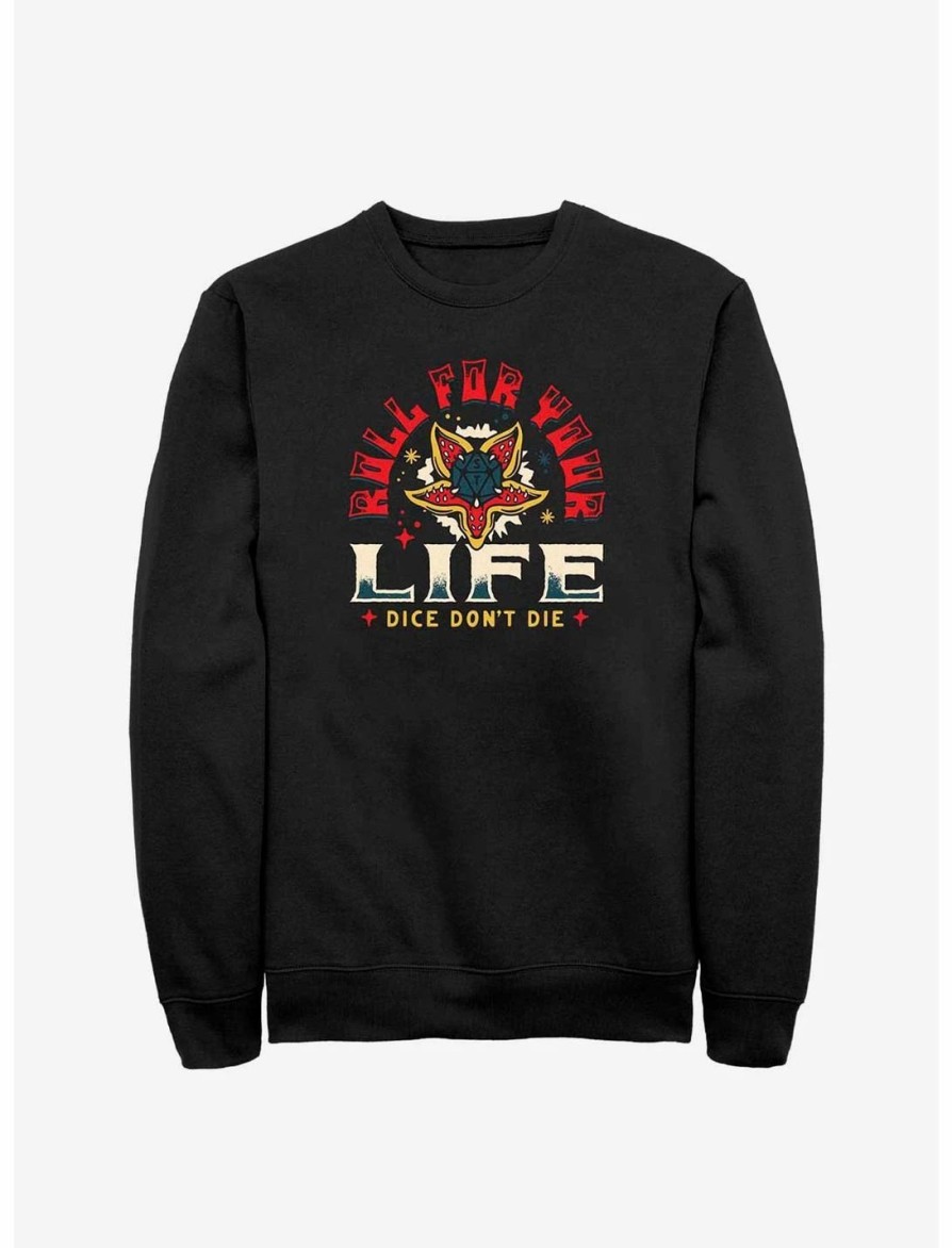 Sweaters And Cardigans * | Null Stranger Things Roll For Your Life Sweatshirt