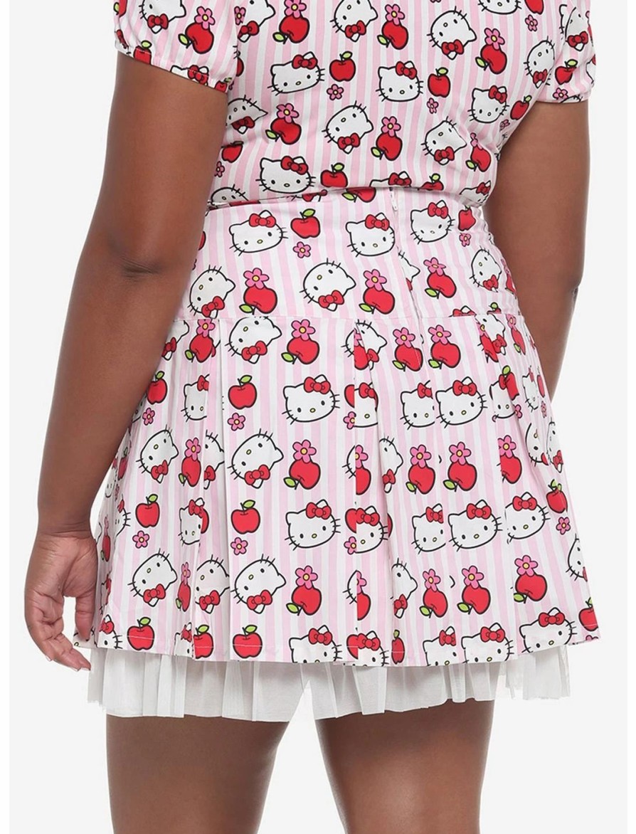 Bottoms * | Hunivers Hello Kitty Apple Stripe Pleated Skirt Plus Size