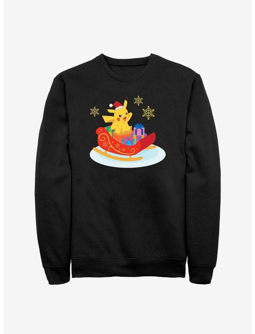 Sweaters And Cardigans * | Null Pokemon Pikachu Christmas Ride Sweatshirt