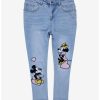 Bottoms * | Hunivers Her Universe Disney Mickey Mouse & Minnie Mouse Mom Jeans Plus Size