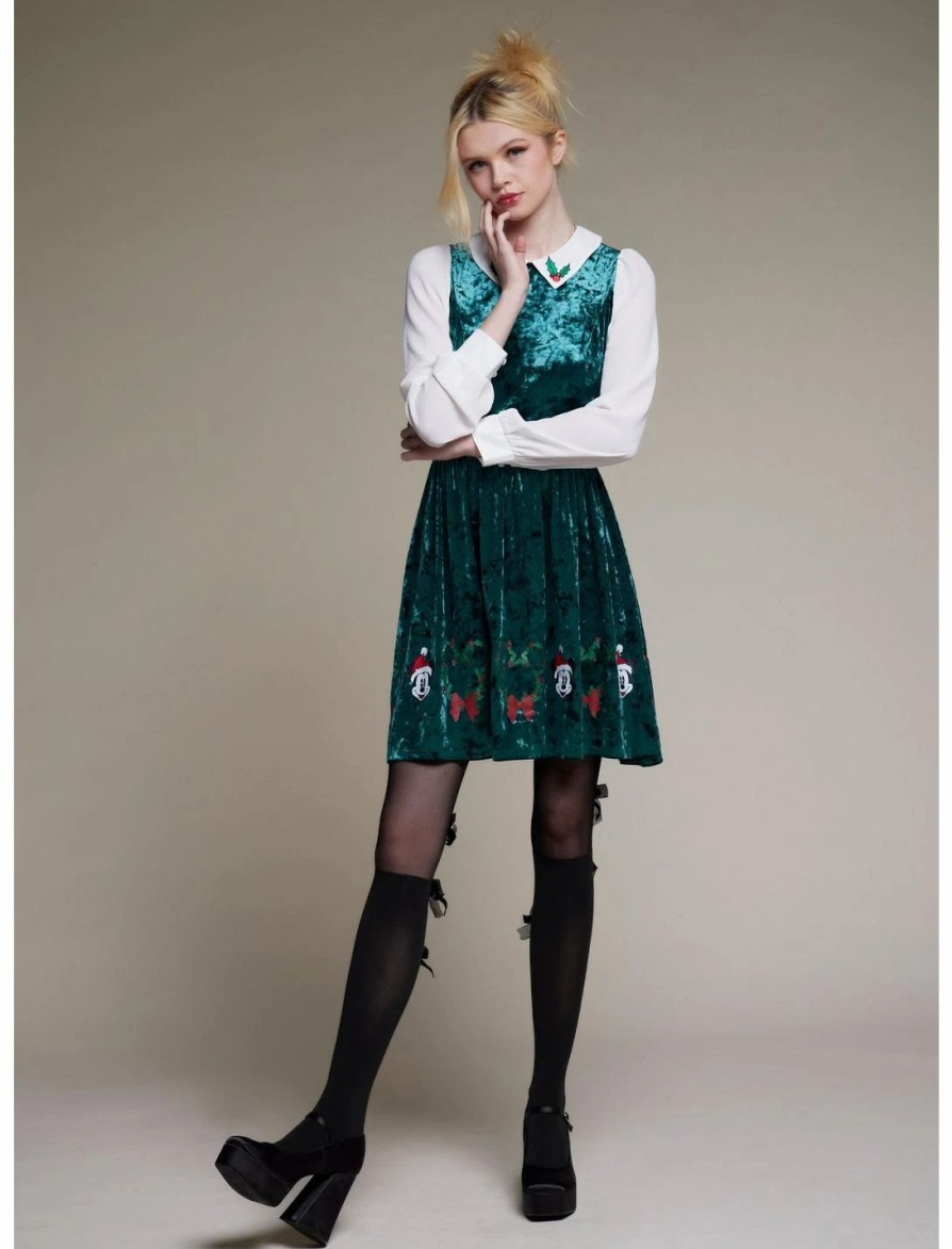 Dresses * | Hunivers Her Universe Disney Holiday Velvet Long-Sleeve Dress