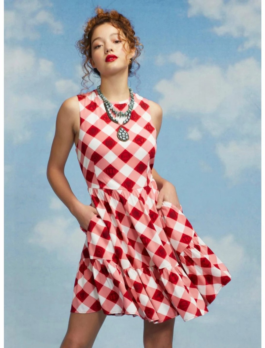 Dresses * | Hunivers Her Universe Marvel Avengers Icons Gingham Tiered Dress