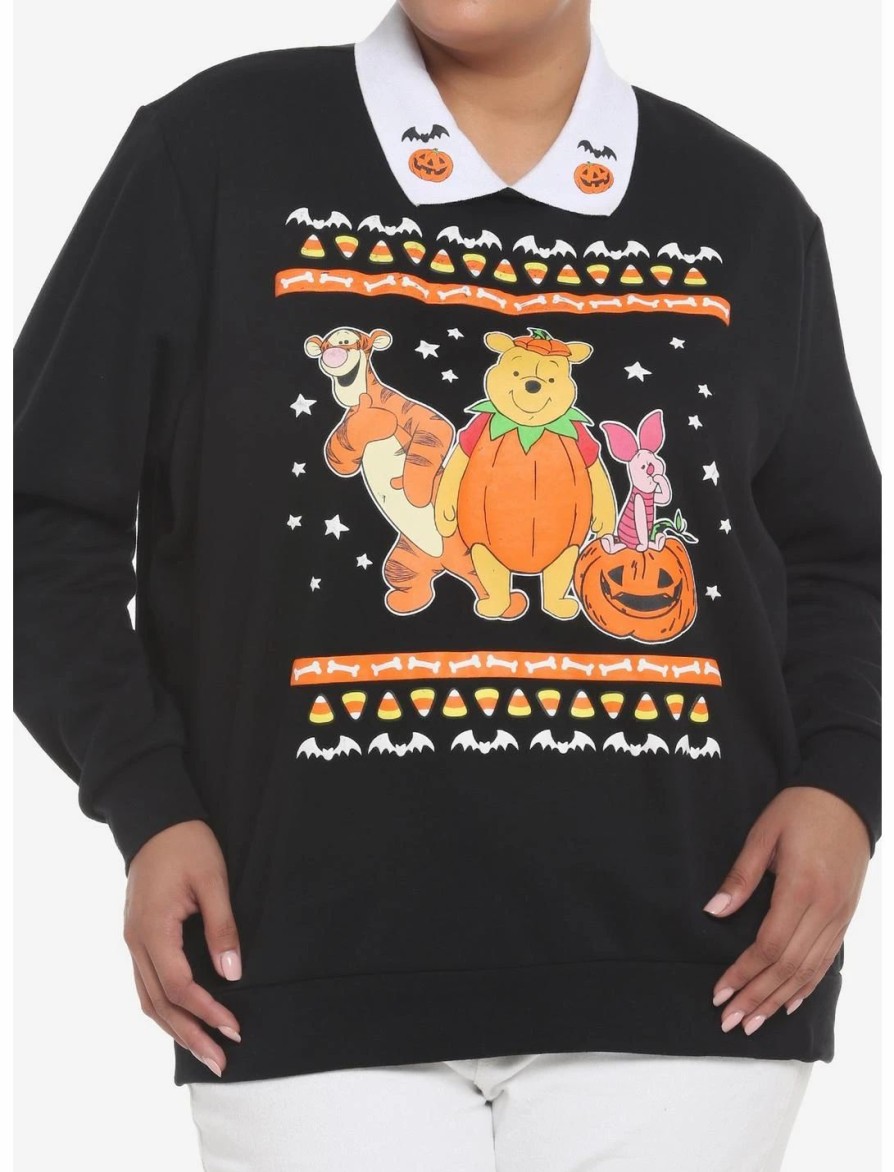 Hoodies And Sweatshirts * | Hunivers Her Universe Disney Halloween Winnie The Pooh & Friends Collared Sweatshirt Plus Size