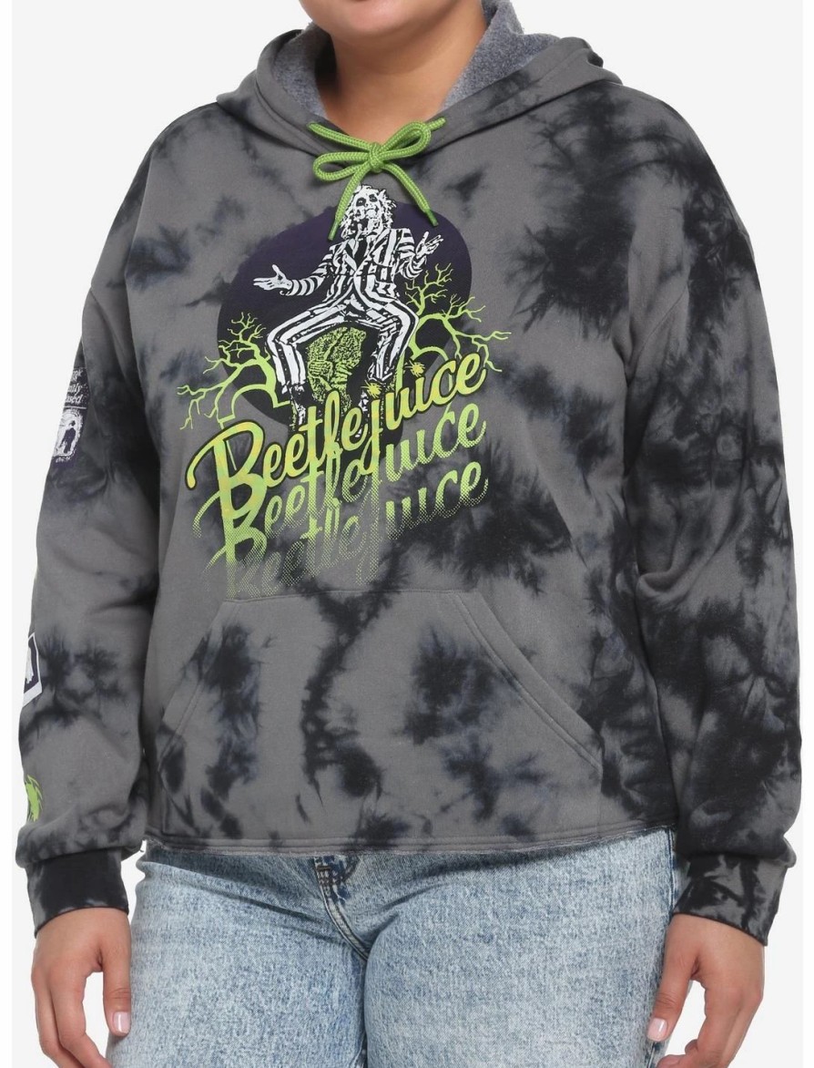 Hoodies And Sweatshirts * | Hunivers Beetlejuice Icons Wash Crop Hoodie Plus Size