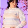 Long Sleeves * | Hunivers Her Universe Studio Ghibli My Neighbor Totoro Pastel Stripe Crop Long-Sleeve Polo Shirt Plus Size