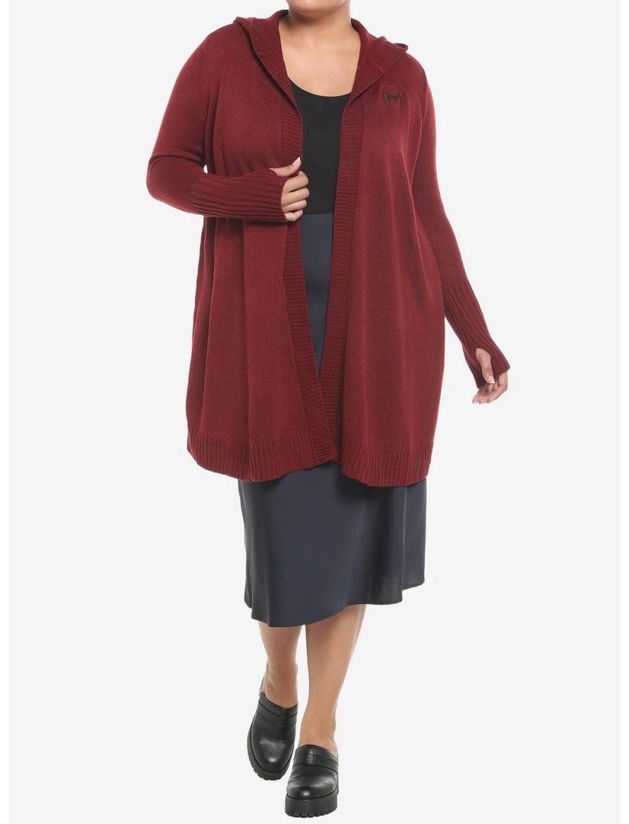 Sweaters And Cardigans * | Hunivers Her Universe Marvel Wandavision Scarlet Witch Hooded Cardigan Plus Size