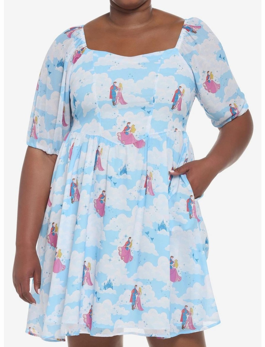 Dresses * | Hunivers Disney Sleeping Beauty Clouds Long-Sleeve Dress Plus Size