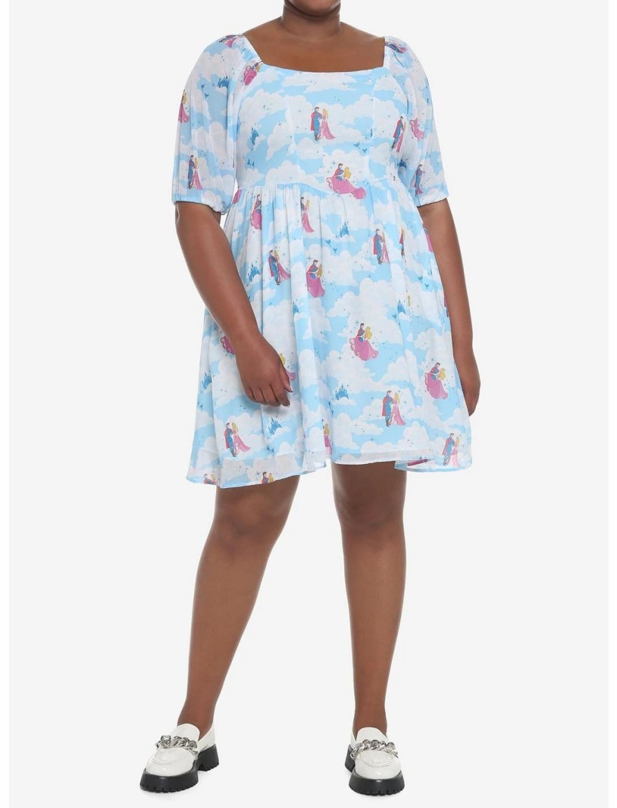 Dresses * | Hunivers Disney Sleeping Beauty Clouds Long-Sleeve Dress Plus Size