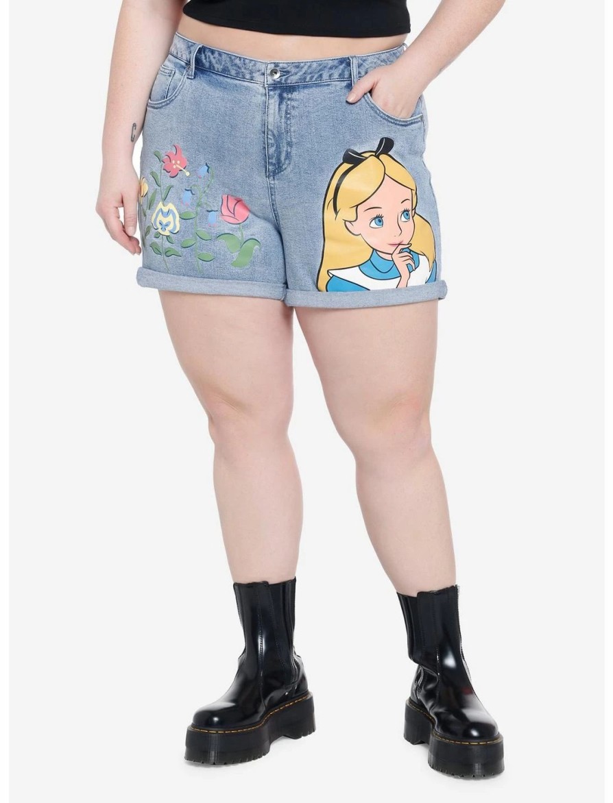 Bottoms * | Hunivers Disney Alice In Wonderland Flowers Mom Shorts Plus Size