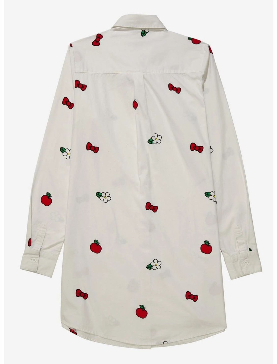 Dresses * | Hunivers Sanrio Hello Kitty Icons Allover Print Button-Down Shirt Dress