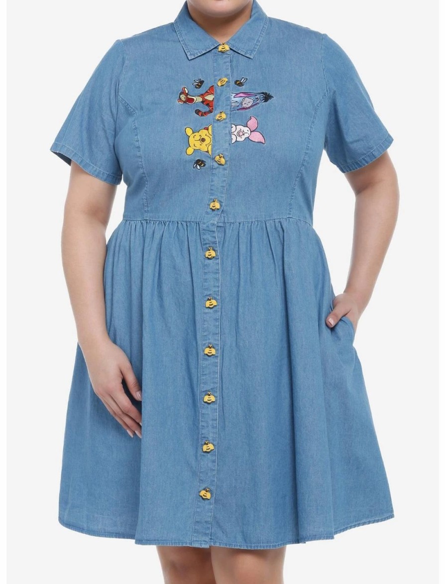 Dresses * | Hunivers Disney Winnie The Pooh Friends Denim Dress Plus Size