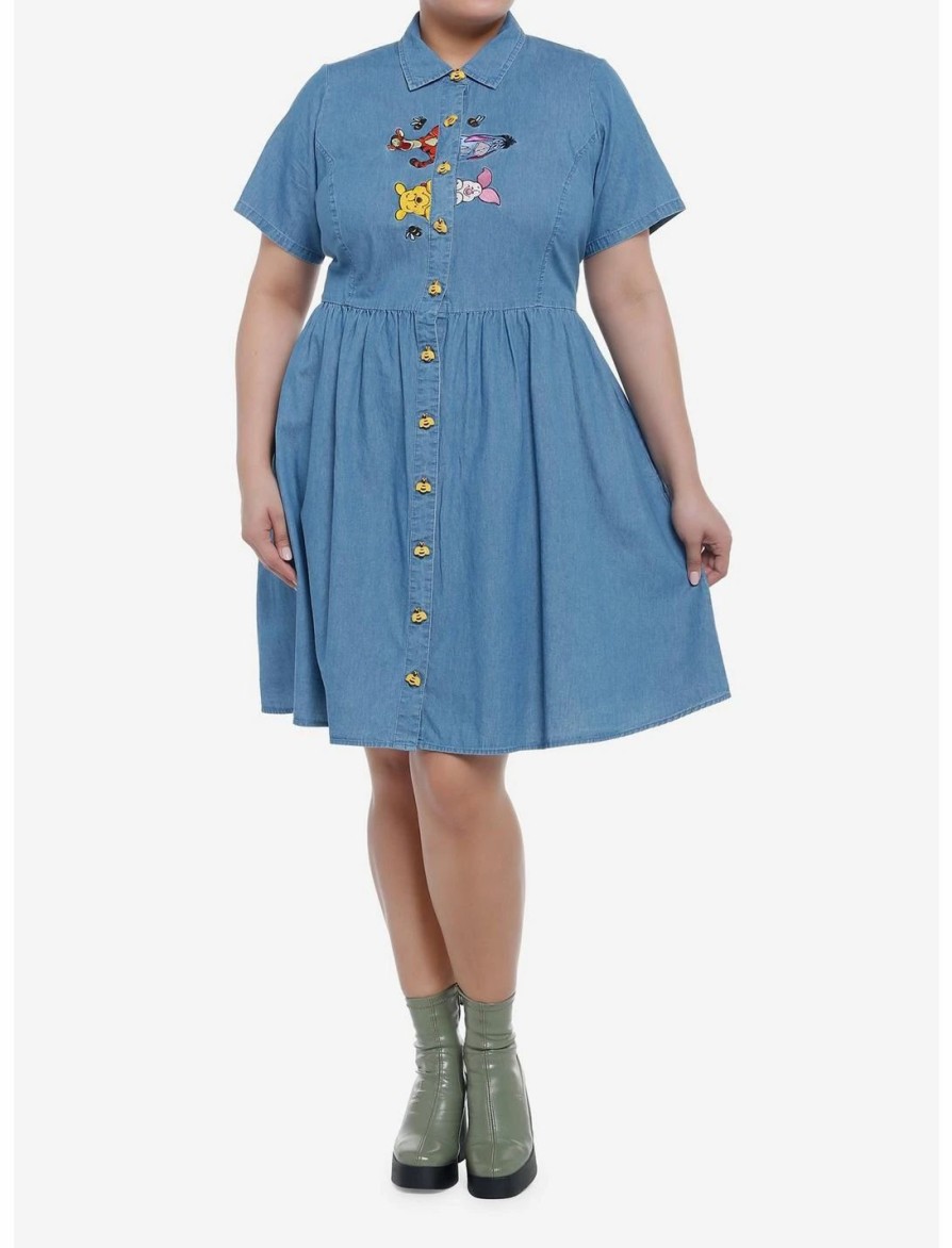 Dresses * | Hunivers Disney Winnie The Pooh Friends Denim Dress Plus Size