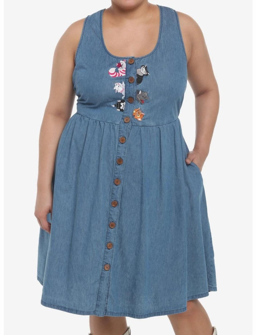 Dresses * | Hunivers Disney Cats Denim Dress Plus Size